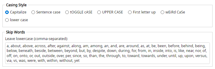 Letters Case options