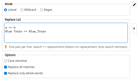 Replace List options