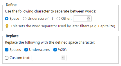 Space Character options
