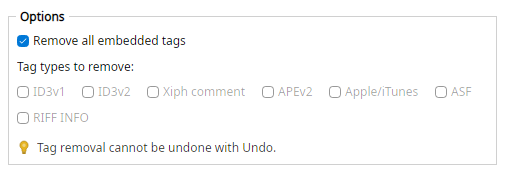Audio Tag Remover options