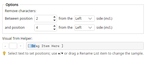 Trim Between options
