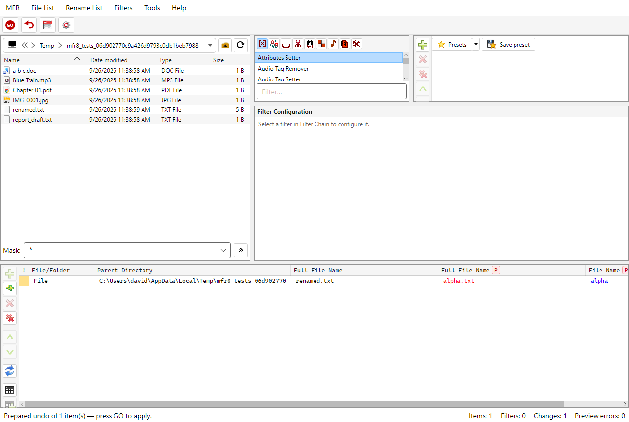 Undo Last prepared session